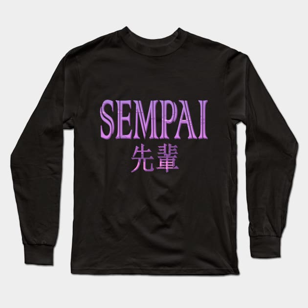 Sempai Anime Shirt Long Sleeve T-Shirt by WhiteCatGraphics